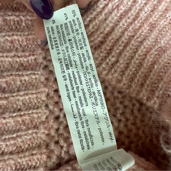 NWT Zara Kids Mock Neck Pink Gold Metallic Thread Sweater Size 13-14 Years - Picture 6 of 7
